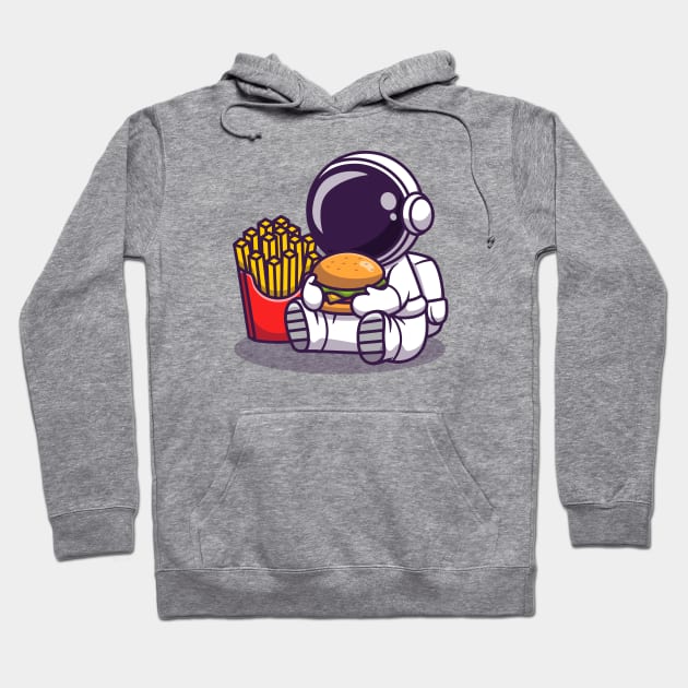 Cute Astronaut Eat Burger With French Fries Hoodie by Catalyst Labs